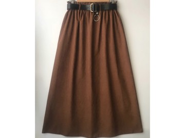 دامن میکرو  قهوه ای با کمربند قد 90