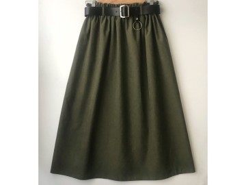 دامن میکرو سبز با کمربند قد 80