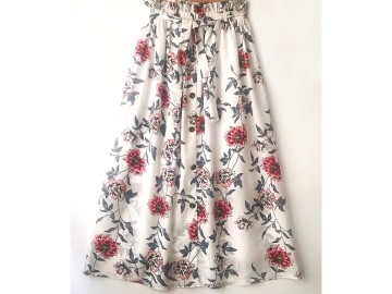 دامن دکمه دار گلدار  قد 90  کد (675)