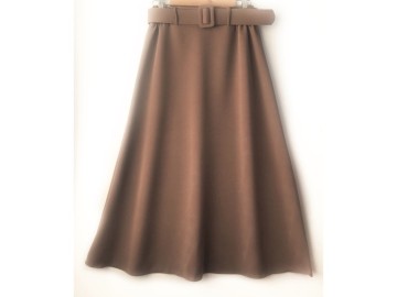 دامن  کلوش با  کمربند کاکائویی قد 90