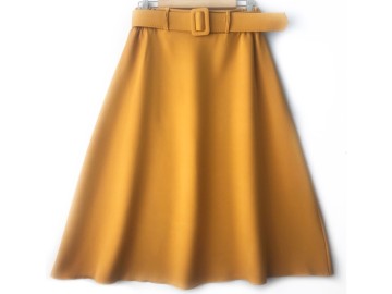 دامن  فون با  کمربند خردلی قد 75 كد (m)