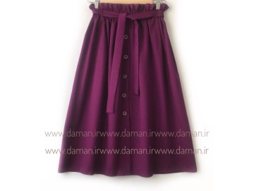 دامن جلو دکمه ارغوانی قد 75