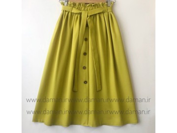 دامن جلو دکمه مغز پسته ای قد 75