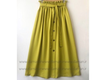 دامن جلو دکمه  مغز پسته ای  قد 90