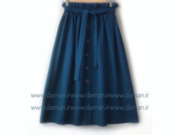دامن جلو دکمه آبی نفتی  قد 75
