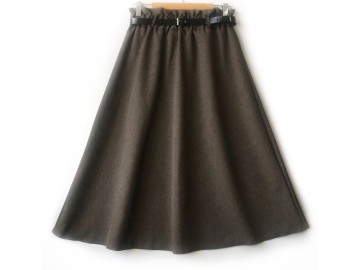 دامن  قهوه ای تیره  فون کد A با کمربند قد 75
