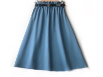 دامن  کلوش  ابی کد A با کمربند قد 75