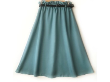 دامن  کلوش سبزابی کد A با کمربند قد 75