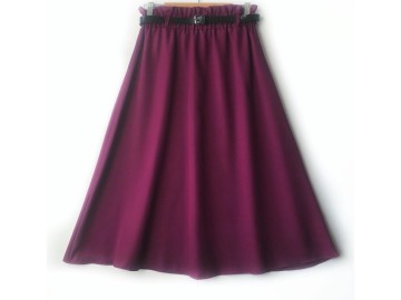 دامن  کلوش ارغوانی کد A با کمربند قد 75