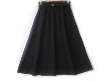 دامن  کلوش مشکی کد A با کمربند قد 75