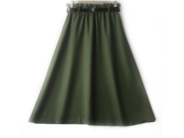 دامن  کلوش سبز کد A با کمربند قد 75