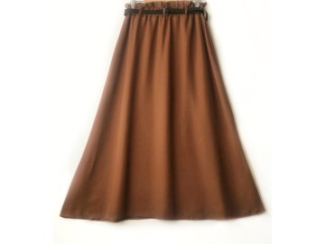 دامن  کلوش قهوه ای  کد A با کمربند قد 90