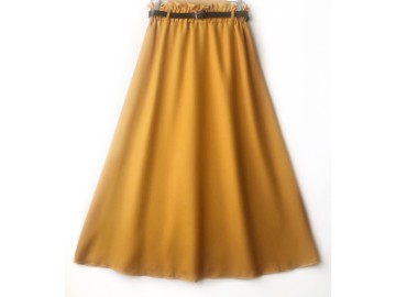 دامن   خردلی  کد A  فون با کمربند قد 90