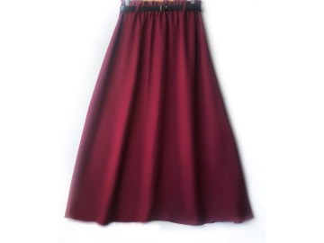 دامن  کلوش زرشکی کد A با کمربند قد 90