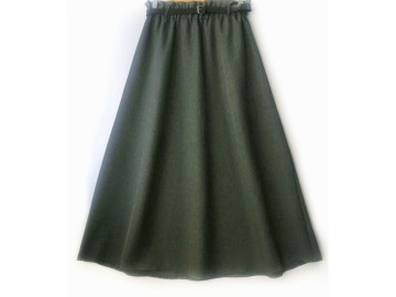 دامن  کلوش سبز تیره کد A با کمربند قد 90