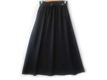 دامن  کلوش مشکی کد A با کمربند قد 90