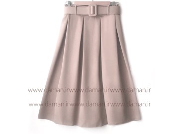 دامن پیلی با کمربند کرم  قد 70 كد (m)