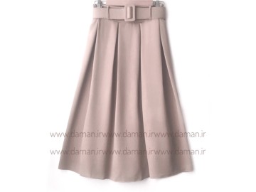 دامن پیلی با کمربند کرم قد 90  كد (m)