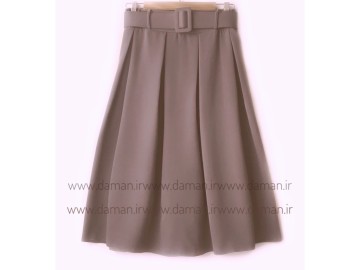 دامن پیلی با کمربند  کاکائویی قد 70 كد (m)