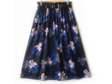 دامن گلدار با كمربند قد 75  کد (908)