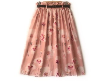 دامن گلدار با كمربند قد 75  کد (907)