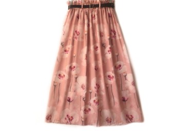 دامن گلدار  با كمربند  قد 90  کد (907)
