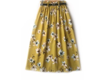 دامن گلدار  با كمربند  قد 90  کد (910)