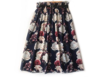 دامن گلدار با كمربند قد 75  کد (903)