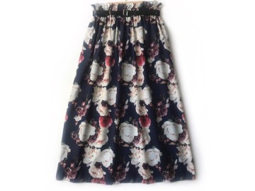 دامن گلدار  با كمربند  قد 90  کد (903)