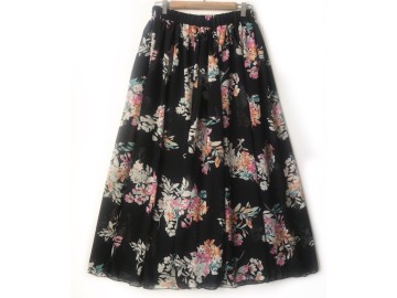 دامن حریر گلدار  قد 90 کد (893)