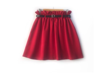 دامن قد 45 قرمز  با كمربند