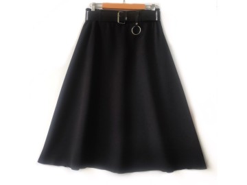 دامن  فون با  کمربند چرم مشکی  قد 75  كد (m)