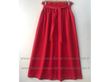 دامن جلو دکمه  قرمز قد 90