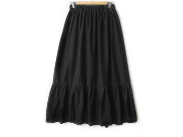 دامن حریر پله دار مشكي  قد 90 كد16