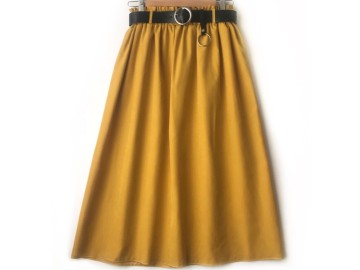 دامن میکرو خردلی با کمربند قد 80