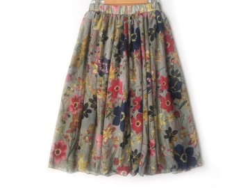 دامن حریر گلدار  قد 75  کد (1002)