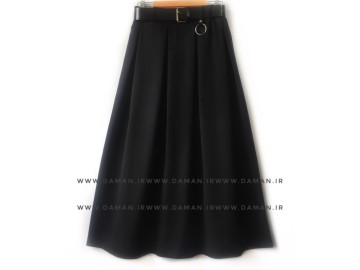 دامن پیلی  مشکی  قد 90 با كمربند چرم كد (m)