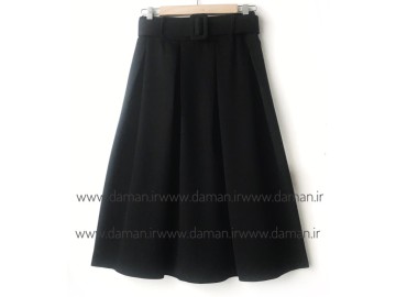 دامن پیلی با کمربند مشکی قد 70