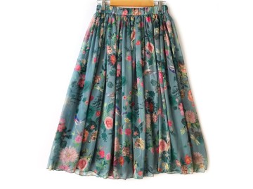 دامن حریر گلدار  قد 75  کد (1058)