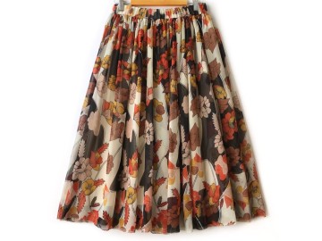 دامن حریر گلدار  قد 75  کد (1017)