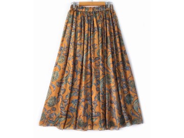 دامن حریر گلدار  قد 90 کد (1049)