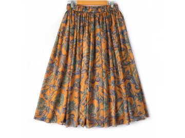 دامن حریر گلدار  قد 75  کد (1049)