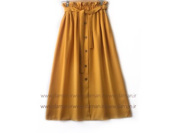 دامن جلو دکمه خردلی  كد (s) قد 90
