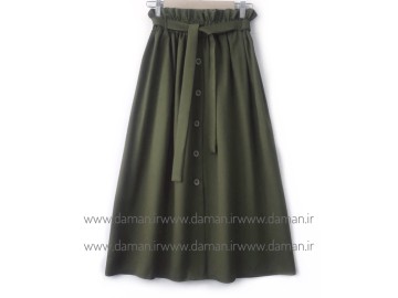 دامن جلو دکمه  سبز قد 90