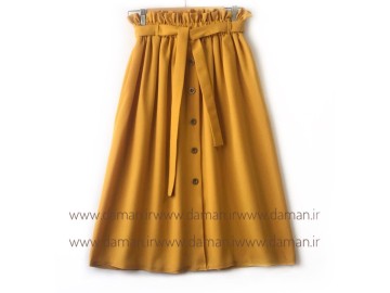 دامن جلو دکمه  خردلی كد (s) قد 75