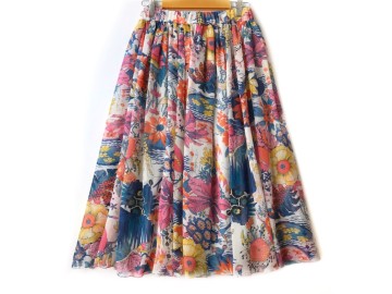 دامن حریر گلدار  قد 75  کد (1016)