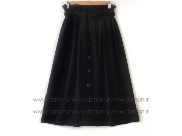 دامن جلو دکمه مشکی قد 75