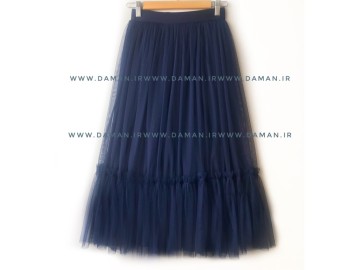 دامن پله دار سرمه ای کوتاه  ( قد 75 )