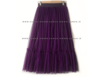 دامن پله دار بنفش کوتاه  ( قد 75 )