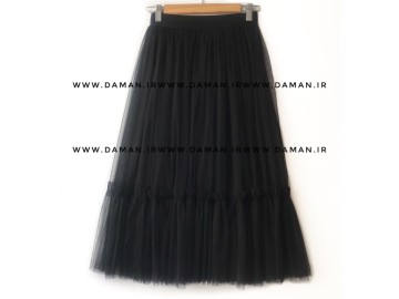 دامن پله دار مشکی کوتاه  ( قد 75 )